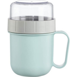 XAVAX 181582 CEREAL MUG TO GO WITH TOPPER 2 COMPARTMENTS 500 + 200 ML PASTEL BLUE/GREY
