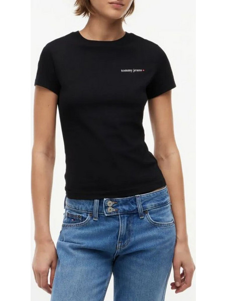 TOMMY JEANS TJW SLIM ESS LOGO 1 SS TEE EXT DW0DW23479-BDS Black