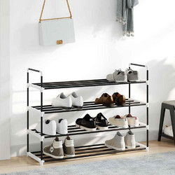 vidaXL Παπουτσοθήκη Μεταλλική Μαύρη Μ91xΠ29xΥ74cm 245626