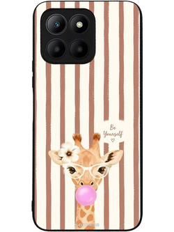 Sonique Stripe Stories Series Θήκη (Honor 70 Lite 5G) Καφέ - Καμηλοπάρδαλη με Τσιχλόφουσκα