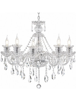 Artekko Chandelier Πολυέλαιος 8φωτος Ε14 με Διάφανο Κρύσταλλο (68x68x68)cm