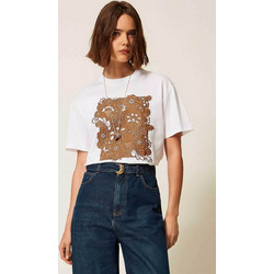 Twinset γυναικείο T-shirt με δαντέλα - 262TP2760 Λευκό