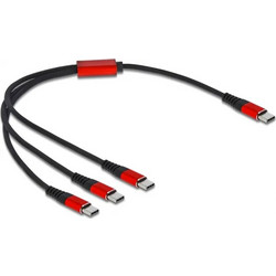 DeLock Regular USB to 3x Type-C Cable Μαύρο 0.3m (86712)