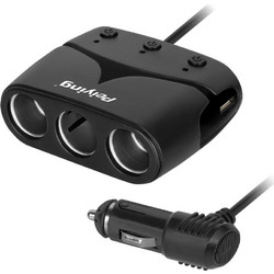 Peiying PY-CHR0012-1 Splitter Αναπτήρα Αυτοκινήτου 1 Σε 3 Με Καλώδιο Και 2x USB 3100mA