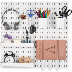 Κιτ συνδυασμού VEVOR Pegboard, 11" x 11" Plastic Pegboard, 4 πάνελ, Κιτ οργάνωσης τοίχου με μανταλάκια με αξεσουάρ, για αποθήκευση εργαλείων γκαράζ Κουζίνα Σαλόνι χειροτεχνία δωμάτιο γραφείου Μπάνιο σ