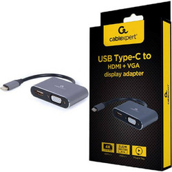 Adapter Cablexpert USB-C to HDMI + VGA Space Grey (A-USB3C-HDMIVGA-01)