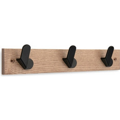 Inofix 3723-3 Κρεμάστρα Τριπλή 6,8x36x5,1εκ.Φυσικό Ξύλου- Μαύρο