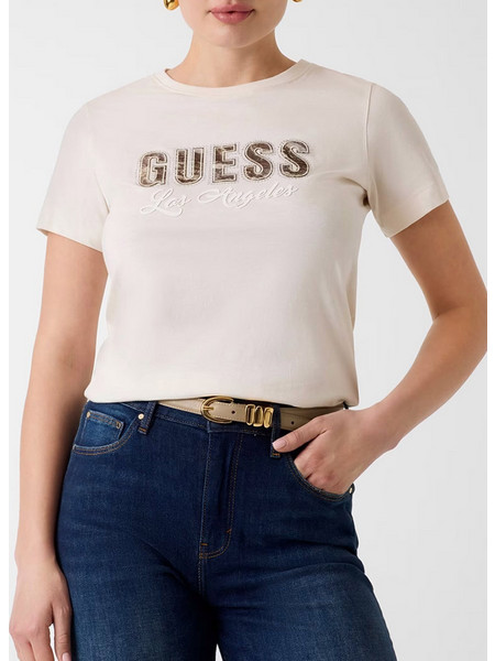 GUESS SS CN SNAKE SCRIPT RHINESTONE ΜΠΛΟΥΖΑ ΓΥΝΑΙΚΕΙΟ W6YI30K4349-G012 Cream