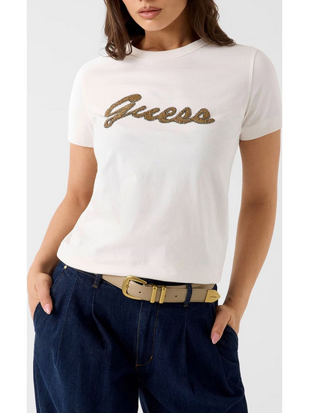 GUESS SS CN BEADS SCRIPT TEE ΜΠΛΟΥΖΑ ΓΥΝΑΙΚΕΙΟ W6YI29K4348-G012 Cream