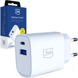 3mk FlowPower Φορτιστής χωρίς Καλώδιο με Θύρα USB-A & Θύρα USB-C 30W Quick Charge 4.0+ & Power Delivery