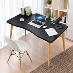 Γραφείο Υπολογιστή MDF με Ξύλινα Πόδια 100x60x73 cm Μαύρο