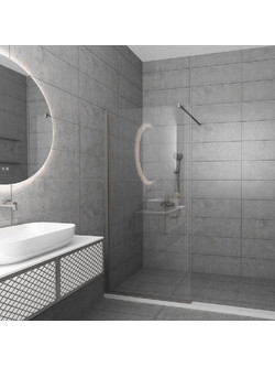 Orabella Serena Brushed nickel H200 120 cm - Καμπίνα ελεύθερης τοποθέτησης με βραχίονα στήριξης τοίχου 30779