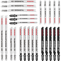 Σετ Λάμες Σέγας Workpro T-Shank 25 Τεμαχίων για Ξύλο, Μέταλλο & Πλαστικό σε Πλαστική Κασετίνα - W124142A