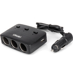 Amio - ΑΝΤΑΠΤΟΡΑΣ ΑΝΑΠΤΗΡΑ 12/24V 100W ΜΑΥΡΟΣ/3 ΘΕΣΕΙΣ/2xUSB-A /ΚΟΥΜΠΙ ON-OFF/ΕΝΔΕΙΞΗ LED/ΚΑΛΩΔΙΟ 70cm - 1 Τεμ. (04363/AM)