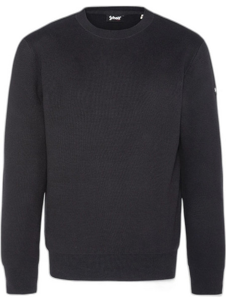 Schott Military Round Neck Ανδρικό ΠουλόβΕρ Μαύρο PLKERN1-BLACK