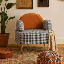 Stewe Home Πολυθρόνα Μαύρη Καρό 588702