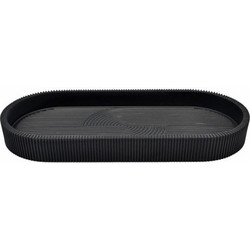 Θήκη Για Σαπούνι Πολυεστερική Με Ρίγες Black Mat 25,6x11,3x3cm