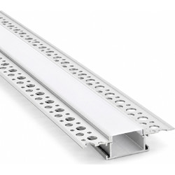 VenCore 9177-50004 - Recessed Aluminum Profile for Plasterboard 1M - Χωνευτό Προφίλ Αλουμινίου Γυψοσανίδας 1 Μέτρο με Press On Γαλακτερό Κάλυμμα - Μ10