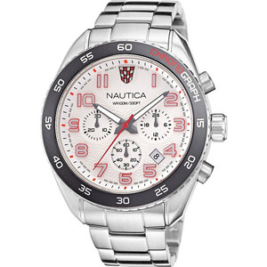 Nautica Ανδρικό Ρολόι Χρονογράφος με Ασημί Μεταλλικό Μπρασελέ NAPKBS226