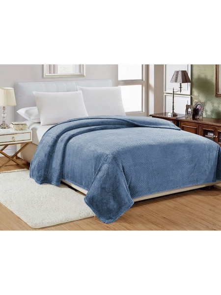 Κουβέρτα Υπέρδιπλη Βελουτέ Popcorn Jacquard Flannel Γαρύφαλλο 220x240 - Μπλε