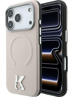 Karl Lagerfeld Grained Embossed Ring & Kameo Logo MagSafe Back Cover Beige (iPhone 18 Pro / 17 Pro)