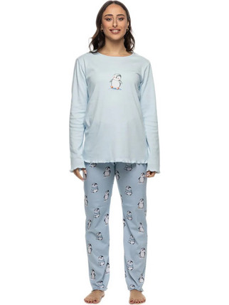 Galaxy Penguins Γυναικεία Πυτζάμα Baby Blue