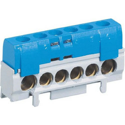 IP 2X terminal block - neutral (blue) - 1 x 10 to 35 - 5 x 6 to 25 - L. 62 mm