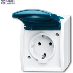 Socket Outlet Ocean 16A Grey Blue-Green Hinged Lid 20 EW-53-500
