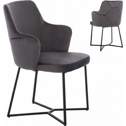 HomeMarkt Πολυθρόνα Βελούδινη Γκρι Triana HM9278.01