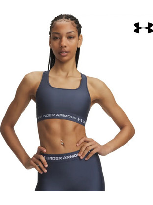 Under Armour Crossback Mid Αθλητικό Μπουστάκι με Μέτρια Στήριξη & Αφαιρούμενη Ενίσχυση Ασημί 1361034-044