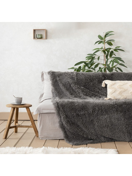 Κουβέρτα Καναπέ Stona Dark Grey Nima 150X190 150x190cm Πολυέστερ