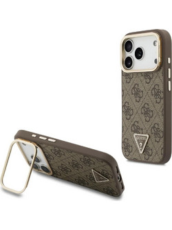 Guess 4G PU Triangle Logo & Stand Back Cover Brown (iPhone 18 Pro / 17 Pro)