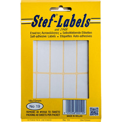 Stef Ετικέτες Αυτοκόλλητες 18x72mm 10/Φύλλο Λευκές 40 Φύλλα