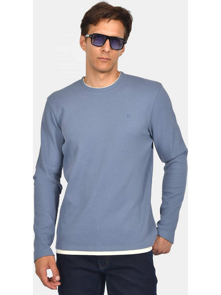 Ανδρικό Πουλόβερ Normal Fit Με Στρογγυλή Λαιμόκοψη & Κεντημένο Σήμα - ΠΕΤΡΟΛ