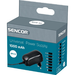 Universal Φορτιστής Sencor SPS 10 1000mAh με Αποσπόμενα Βύσματα MicroUSB, 5.5 x 1.5, 5.5 x 2.5, 3.5 x 1.35, 5.0 x 2.1, 2.5mm, 3.5mm