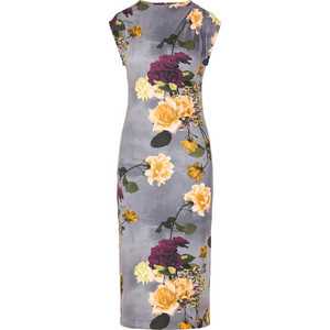 Ted Baker Isya Printed Scuba Midi Φόρεμα Σκούρο Γκρι 285675