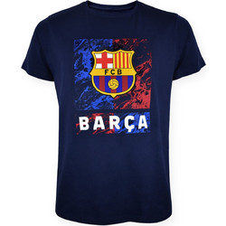 FC Barcelona Official T-Shirt - Navy 'Marble' Crest Print - Size L (5001CMARN)