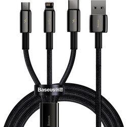 Baseus Καλώδιο USB 3σε1 Tungsten Gold, USB σε MicroUSB/USB-C/Lightning, 3.5A, 1.5m (Μαύρο)