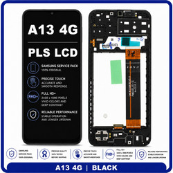 Γνήσια Original Samsung Galaxy A13 4G (SM-A137F, SM-A137F/DSN, SM-A137F/DS) PLS LCD Display Screen Assembly Οθόνη + Touch Screen Digitizer Μηχανισμός Αφής + Frame Bezel Πλαίσιο Σασί Black Μαύρο GH82-2