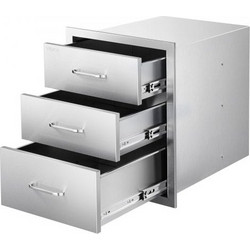VEVOR Outdoor Kitchen Drawers 18.11"W x 23.23"D x 23.23"H, Triple-Access Stainless Steel BBQ Drawers with Handles, BBQ Island Drawer for Outdoor Kitchens or Barbeque Island Patio Grill Station