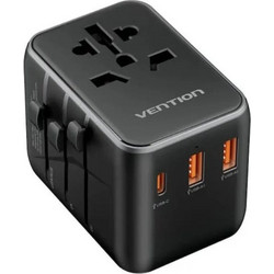 Vention Αντάπτορας Ταξιδιού Universal 20W 2X USB-A + USB-C Μαύρο