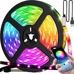 Ταινία LED RGB 5 m Bluetooth με Τηλεχειριστήριο, Συγχρονισμό Μουσικής και Τροφοδοτικό