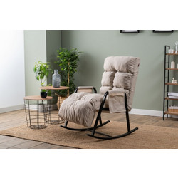 Rocking Chair Lena Single Cream Fabric: 100% Linen Fabric