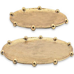 S/2 gold oval trays w/beaded rim,35/45cm