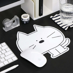 Doodle Mouse Pad - Monotone 01 White Cat