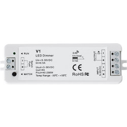 GLOBOSTAR(R) SKYDANCE-V1 71567 DC RF 2.4Ghz & Push Dimmer / Controller με 1 x 8A 288W Κανάλι DC 5-36V 8A 288W Max IP20 - RF 2.4Ghz & Push Dimming - Μ10 x Π3.5 x Υ2cm