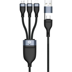 Conceptronic Regular USB to Lightning / Type-C / micro USB Cable Μαύρο 1.5m (ETTA05B15)