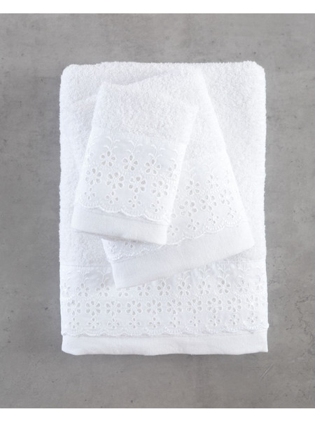 Σετ Πετσέτες 3 Τεμαχίων Rythmos Timeless Λευκο 30x50,50x90,80x150