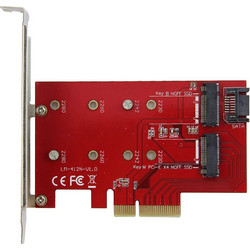 2Port NGFF M.2 B+M Key SSD to PCI-E PCI Express 4x Lane Adapter Converter Controller Card (Qnine)