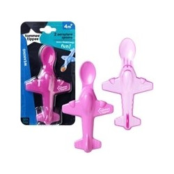 Tommee Tippee Plane Spoon Σετ Βρεφικά Κουτάλια 4m+ Ροζ 2τμχ